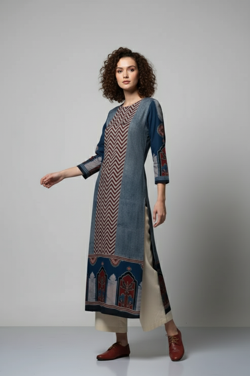 elegance with this beautifully designed straight kurta