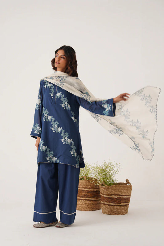 Midnight Blue Floral Grace Kurta Set