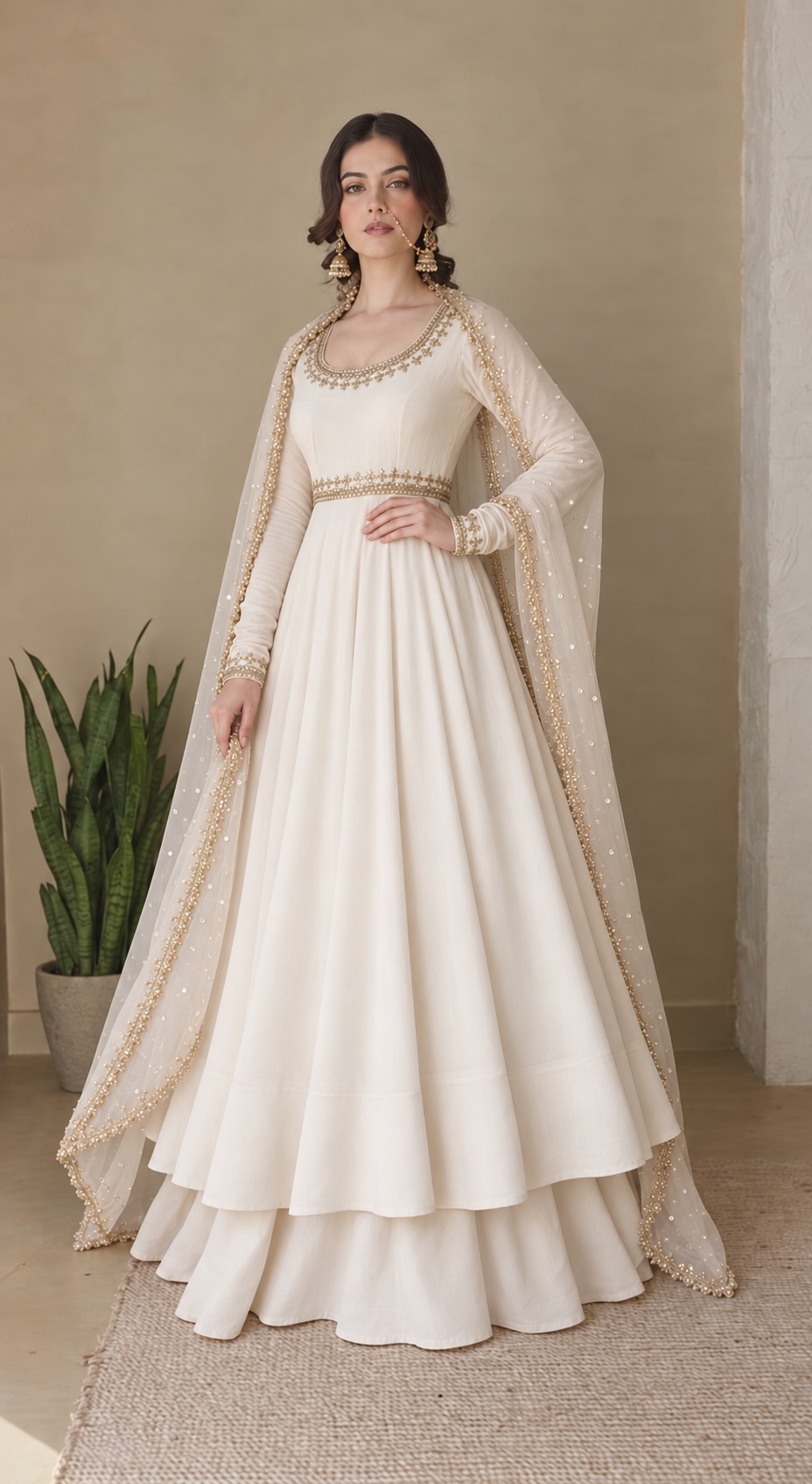 Ivory Grace Embroidered Anarkali Set