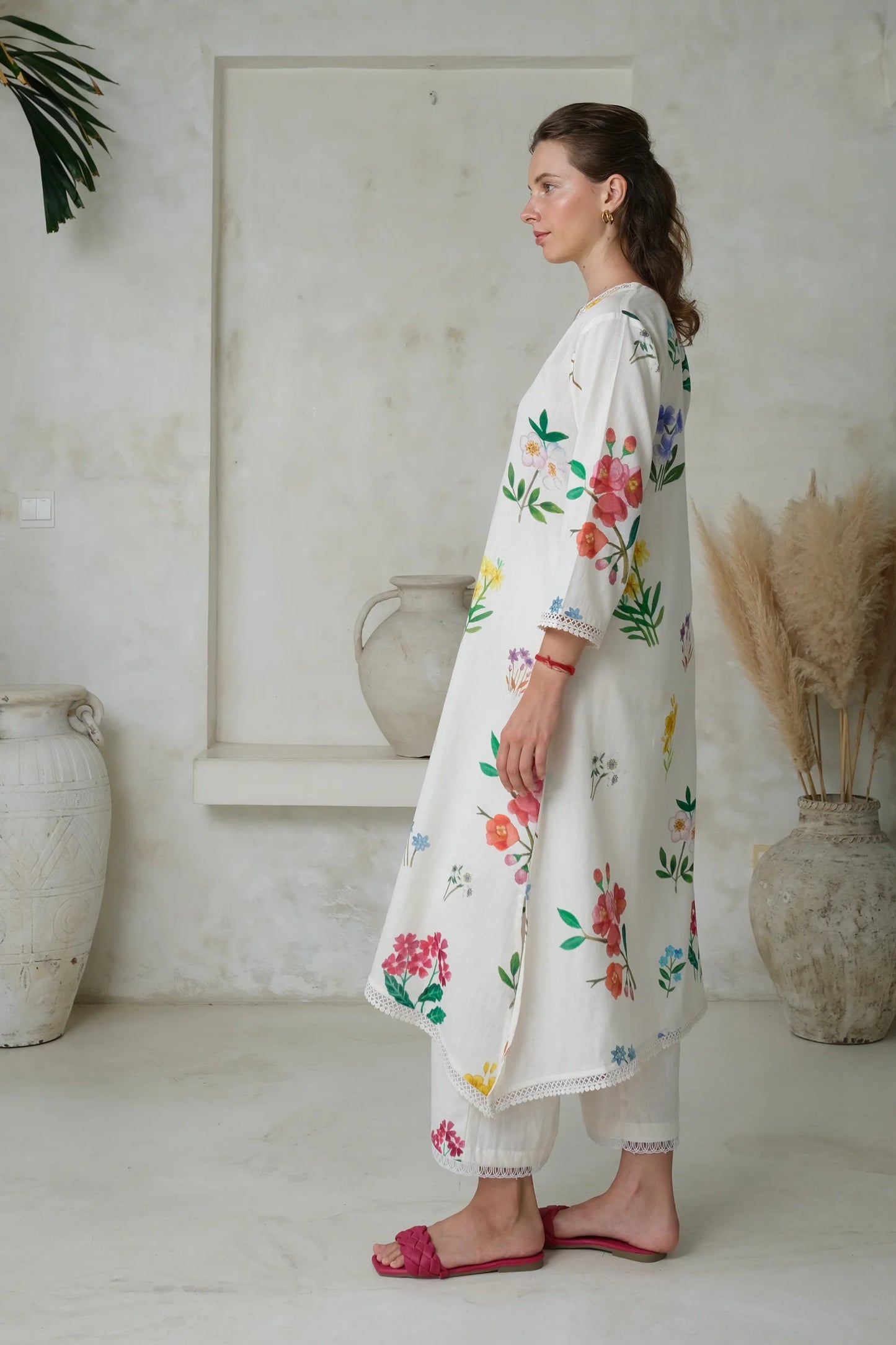 Elysian Bloom Hand-Printed Kurta Palazzo Set