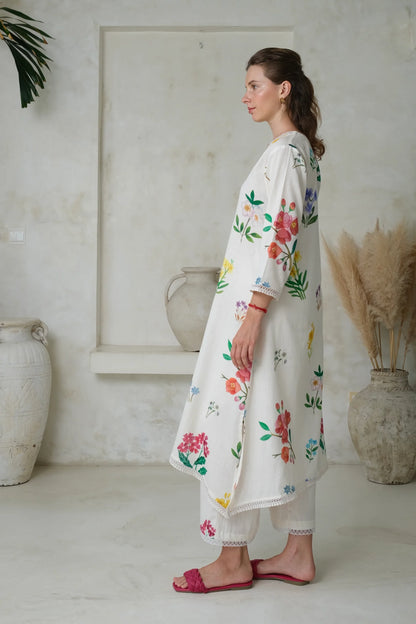 Elysian Bloom Hand-Printed Kurta Palazzo Set