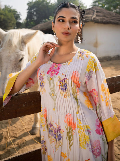 Multicolored floral printed kurta set