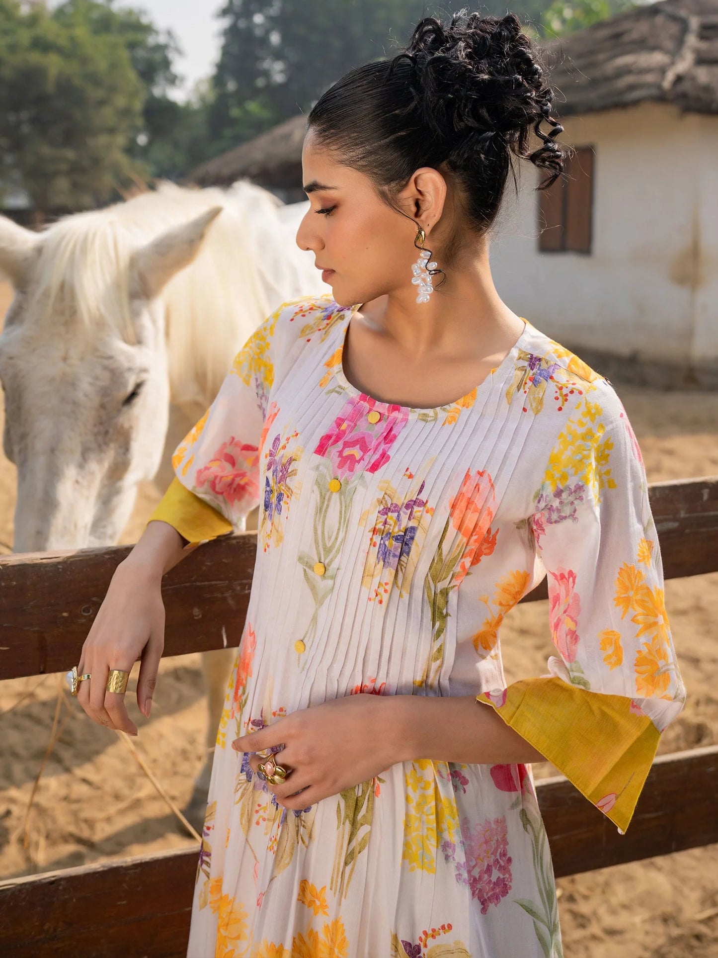 Multicolored floral printed kurta set