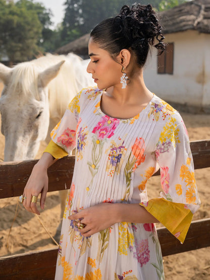 Multicolored floral printed kurta set