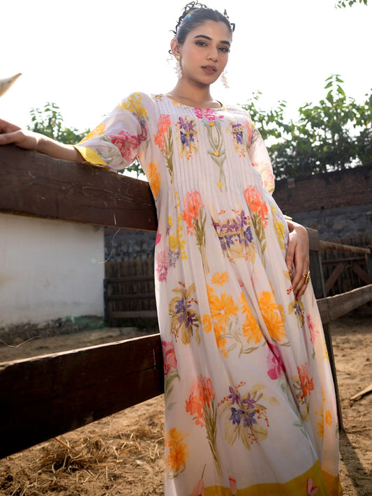 Multicolored floral printed kurta set