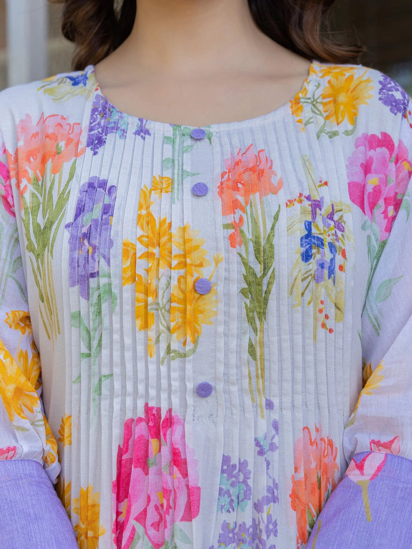 Multicolored floral printed kurta set