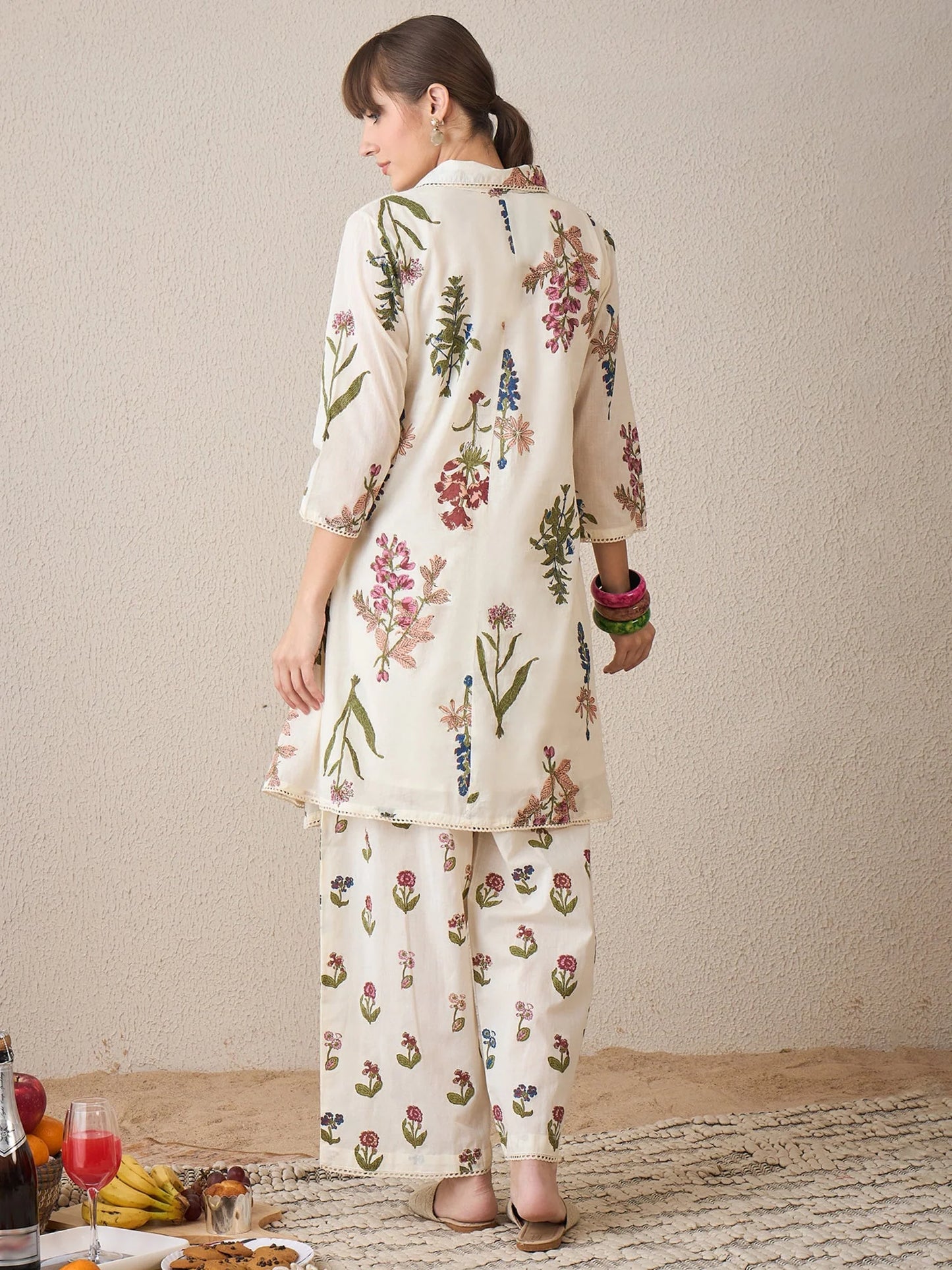 Floral Printed Cotton Kurta with Palazzo Set