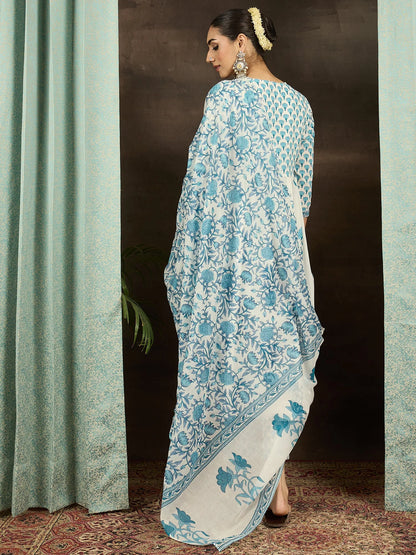 Hand Block Printed Cotton Anarkali Kurta Set with Dupatta