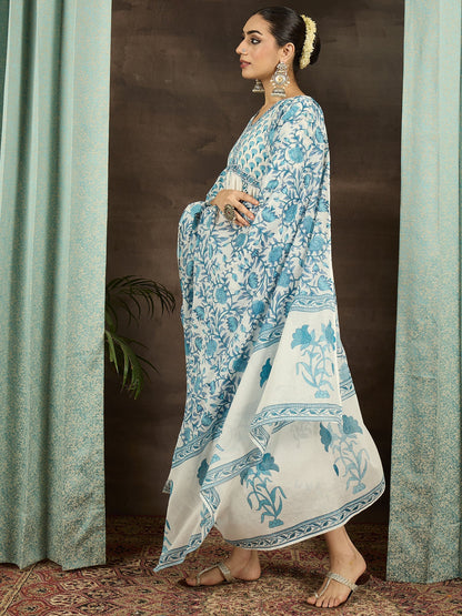 Hand Block Printed Cotton Anarkali Kurta Set with Dupatta