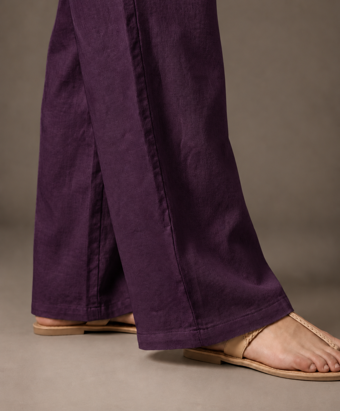Women's Solid Deep Plum Wide-Leg Pants