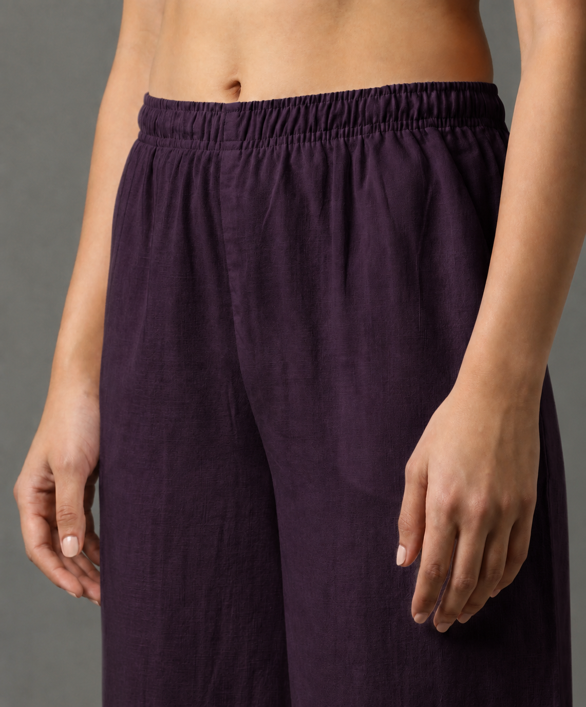 Women's Solid Deep Plum Wide-Leg Pants