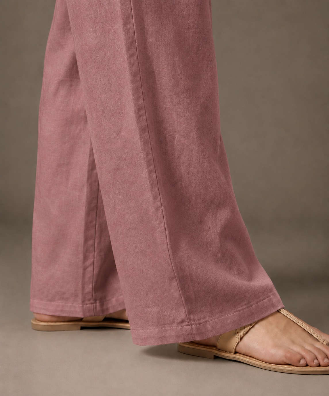 Women's Solid Dusty Rose Wide-Leg Pants