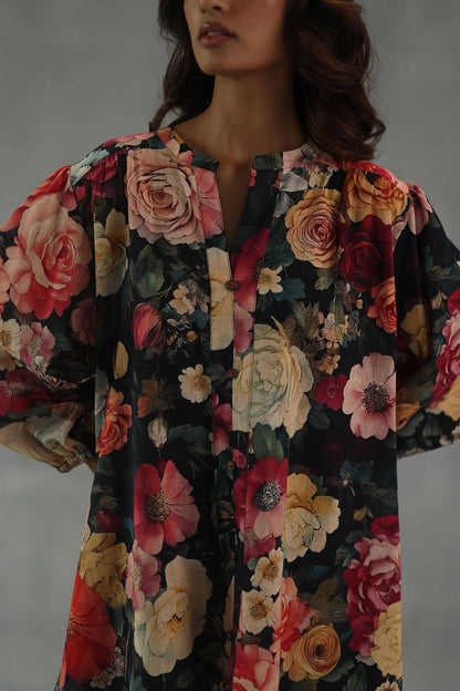 Velvet Bloom Statement Kurta Set