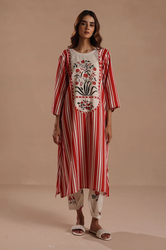 Heritage Stripe Canvas Kurta Set