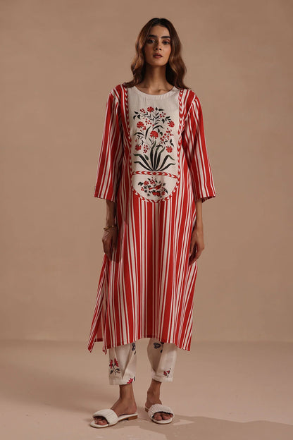 Heritage Stripe Canvas Kurta Set