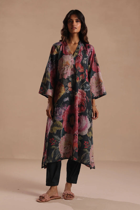 Midnight Bloom Floral Kurta