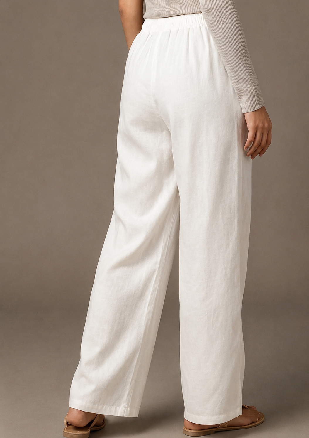 Women's Solid White Wide-Leg Pants
