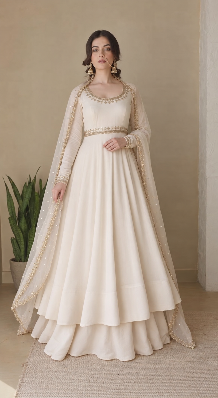Ivory Grace Embroidered Anarkali Set