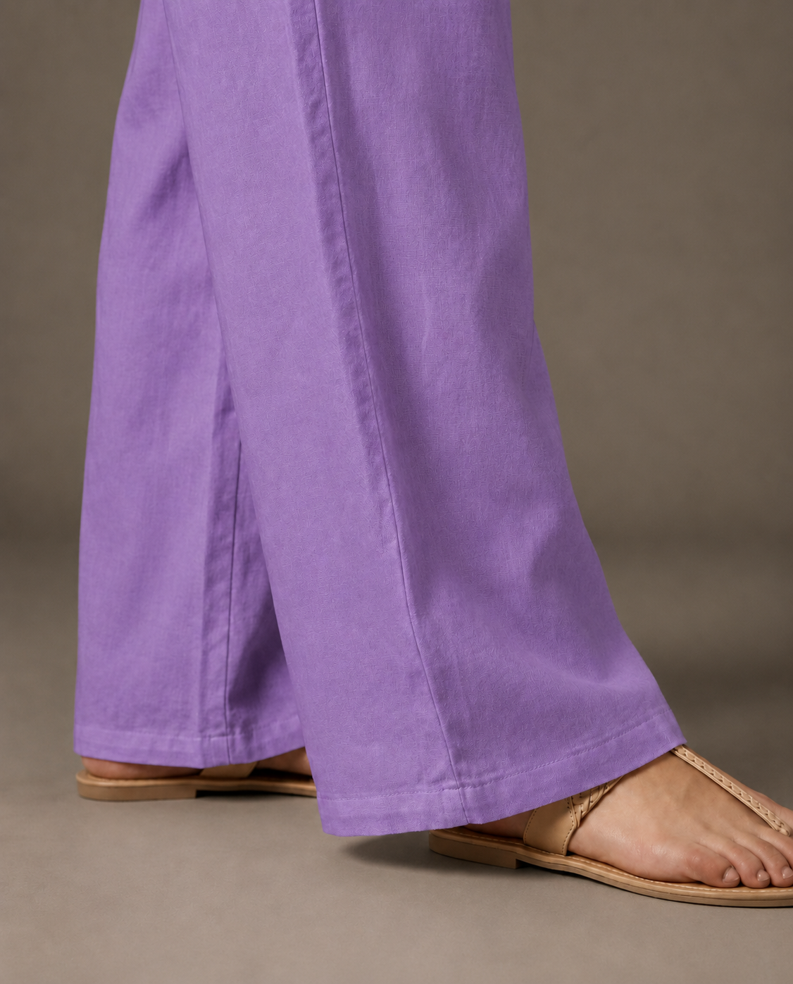 Women's Solid Lavender Wide-Leg Pants