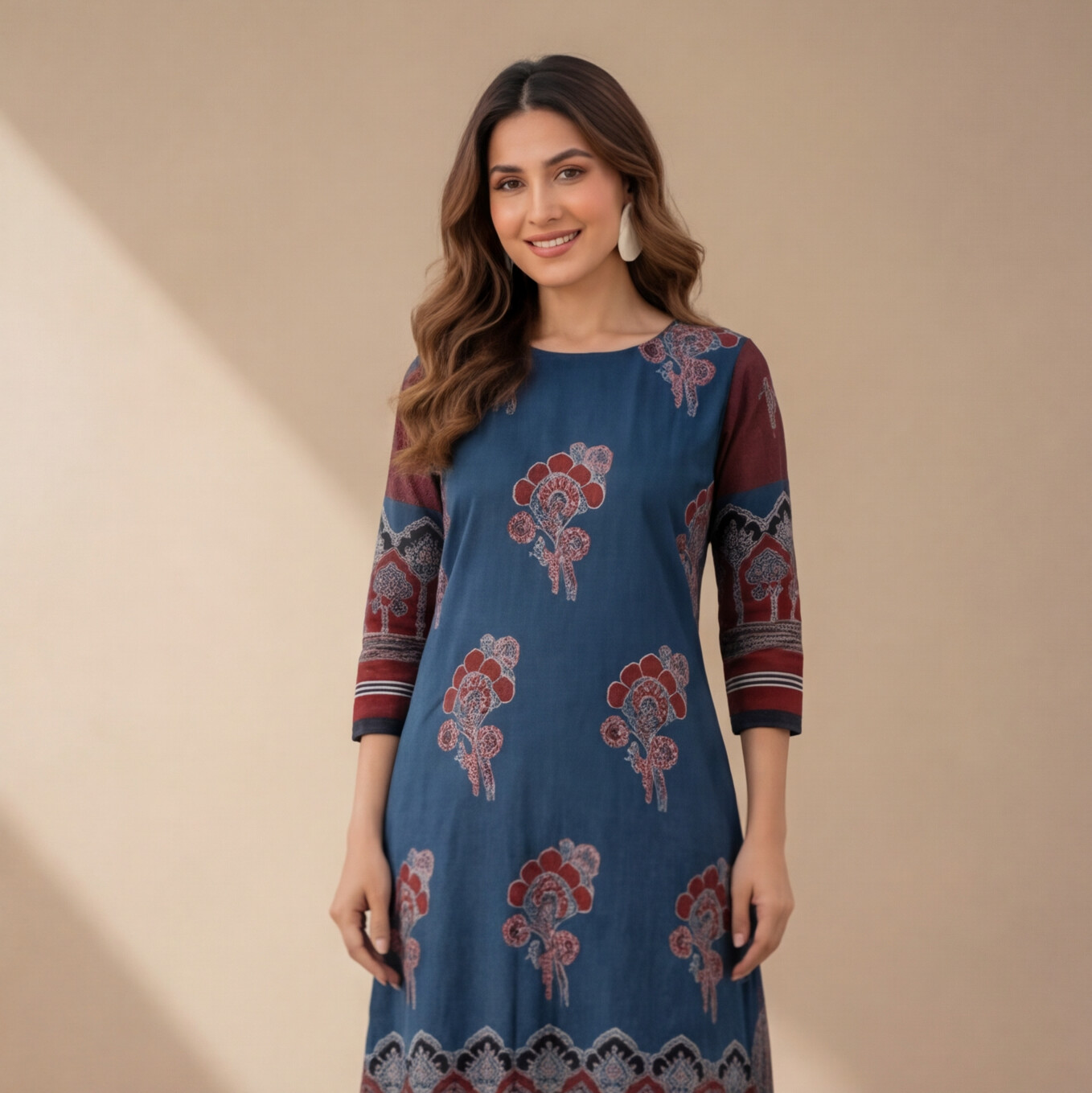 Azure Bloom Printed A-Line Kurta Set