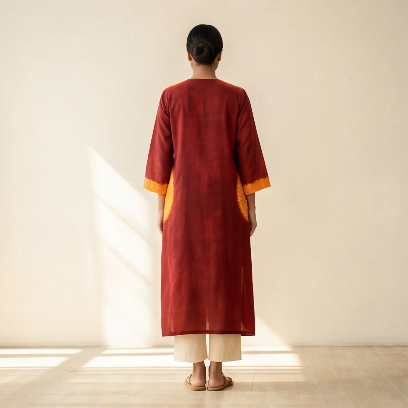 Women's Premium Maroon Cotton Embroidered Kurta Set