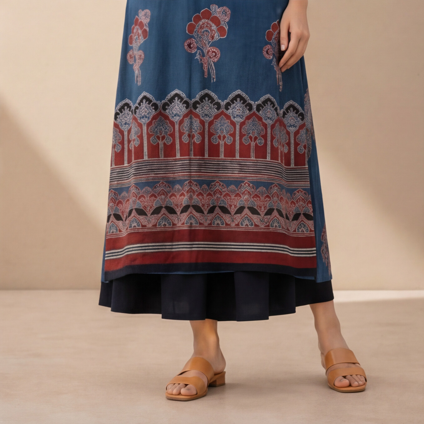 Azure Bloom Printed A-Line Kurta Set