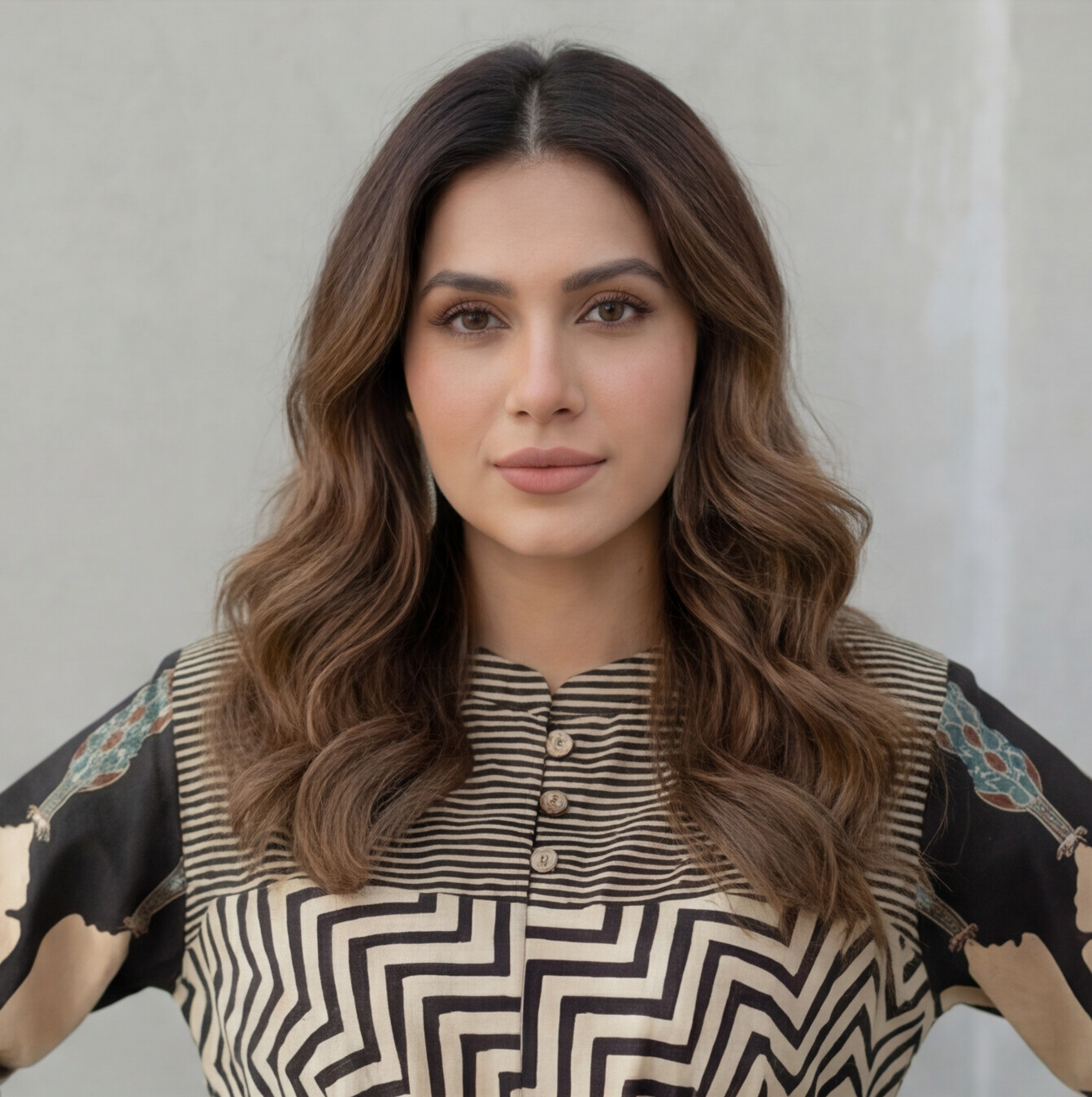 Black & Beige Geometric Printed Tunic
