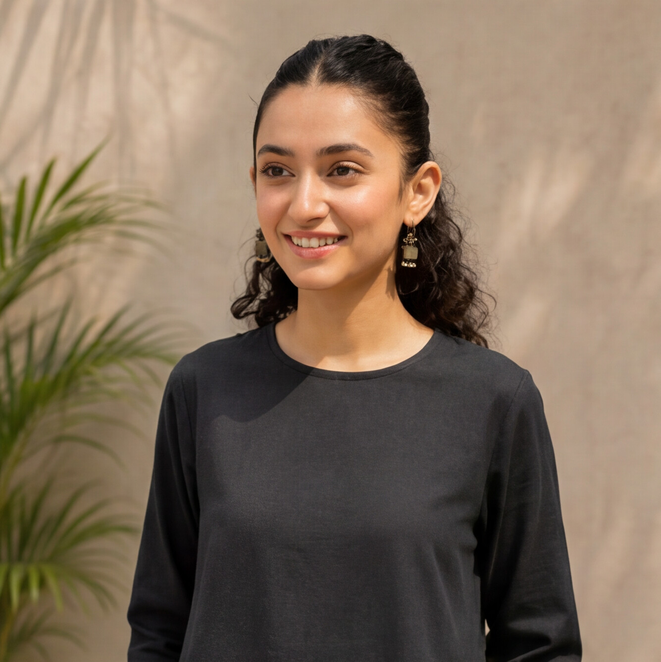 Women's Black Cotton A-Line Kurta