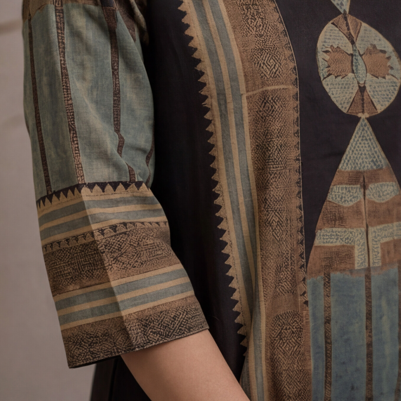 Women's Black Printed Cotton Kurta