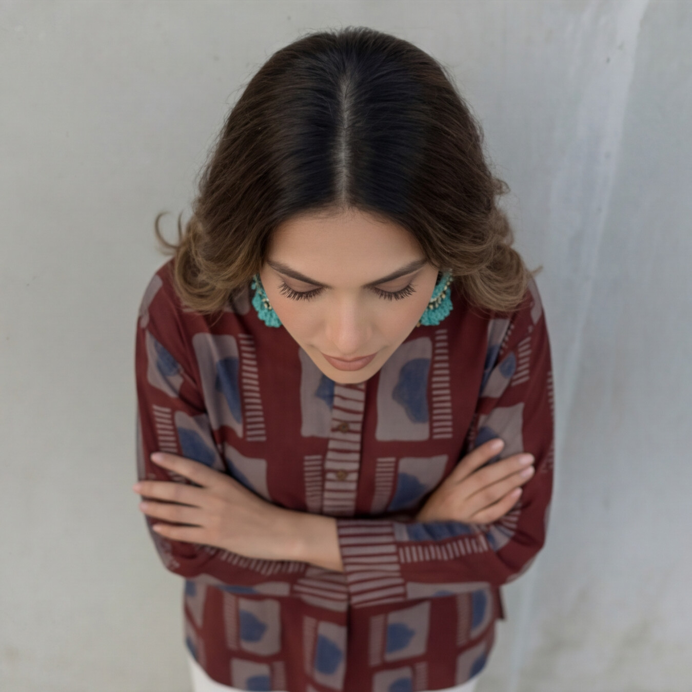 Maroon Printed Cotton Tunic Top