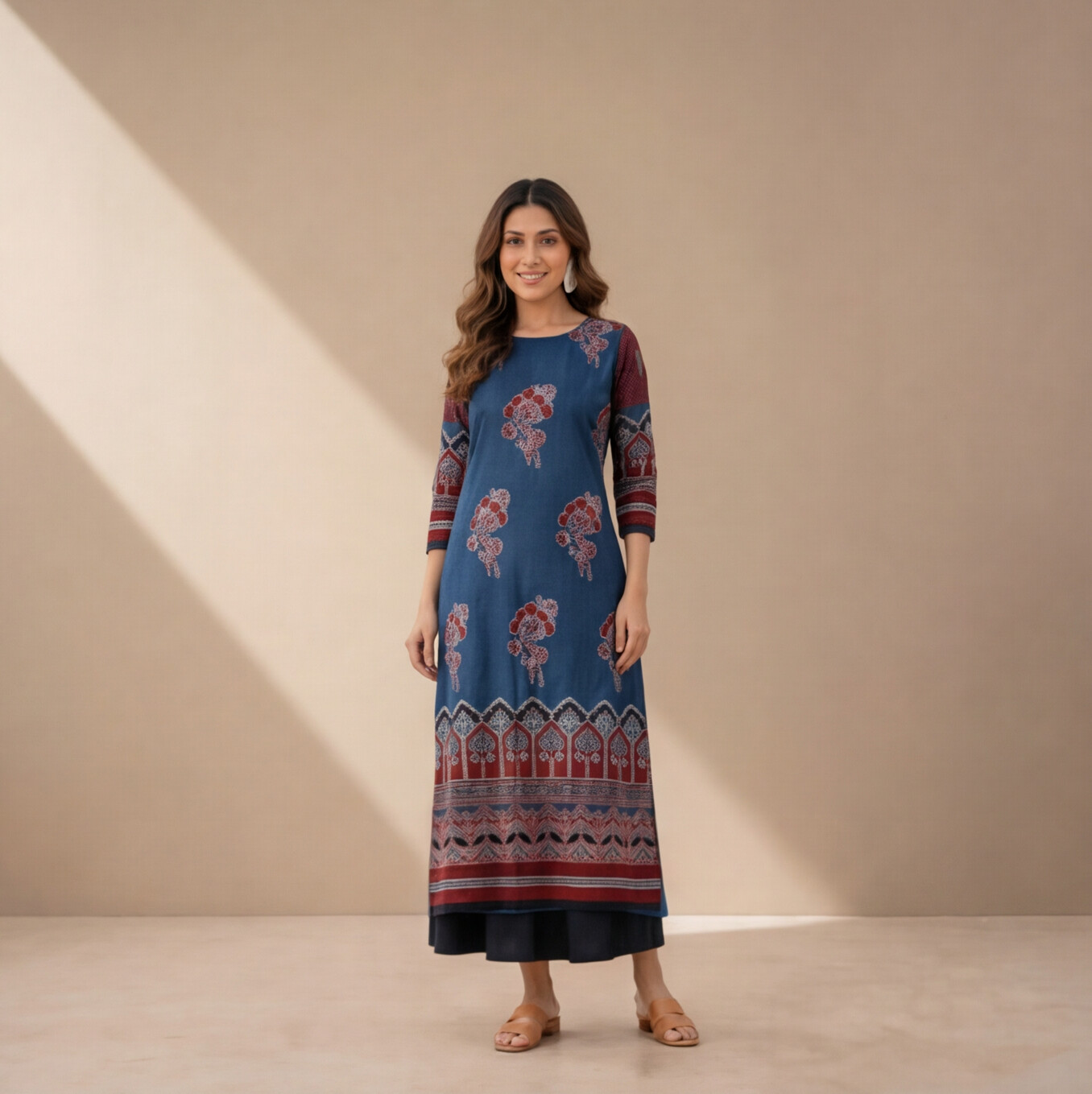 Azure Bloom Printed A-Line Kurta Set