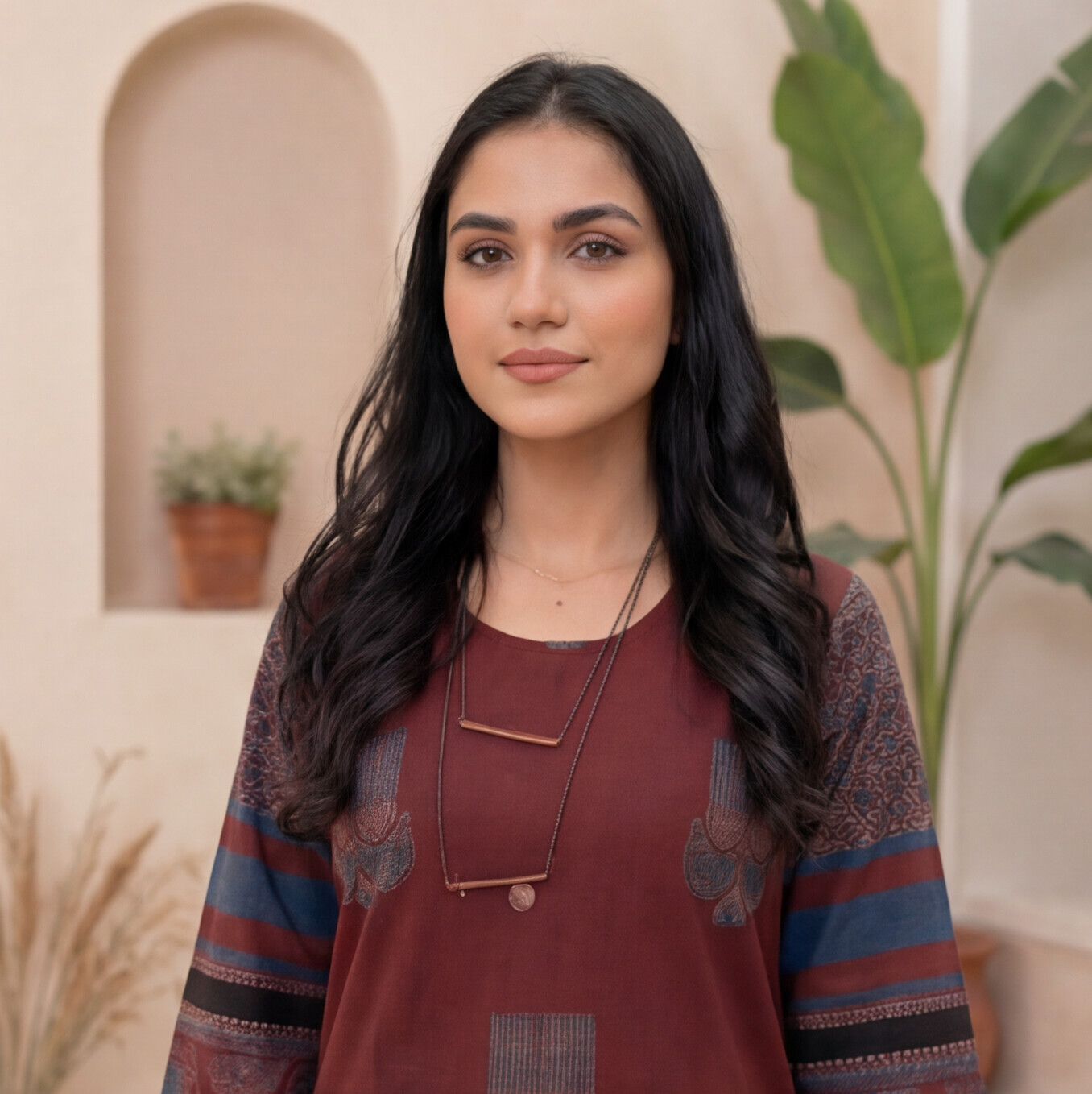 Wine Elegance Printed A-Line Kurta Set