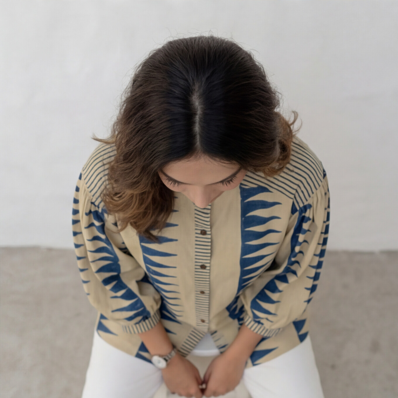 Printed Button-Down Casual Top