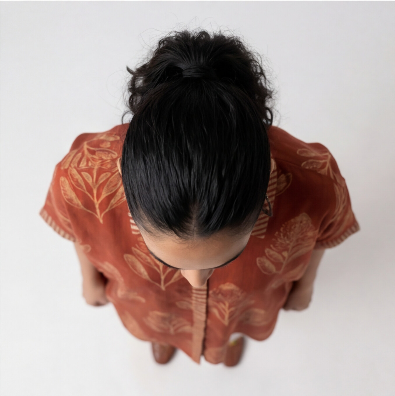 Women's Rust Leaf Print Cotton Oversized Shirt