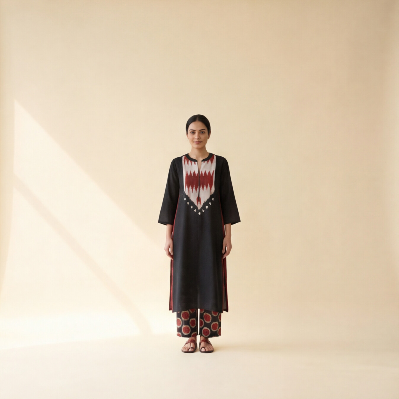 Women's Premium Black Cotton Printed Kurta Set