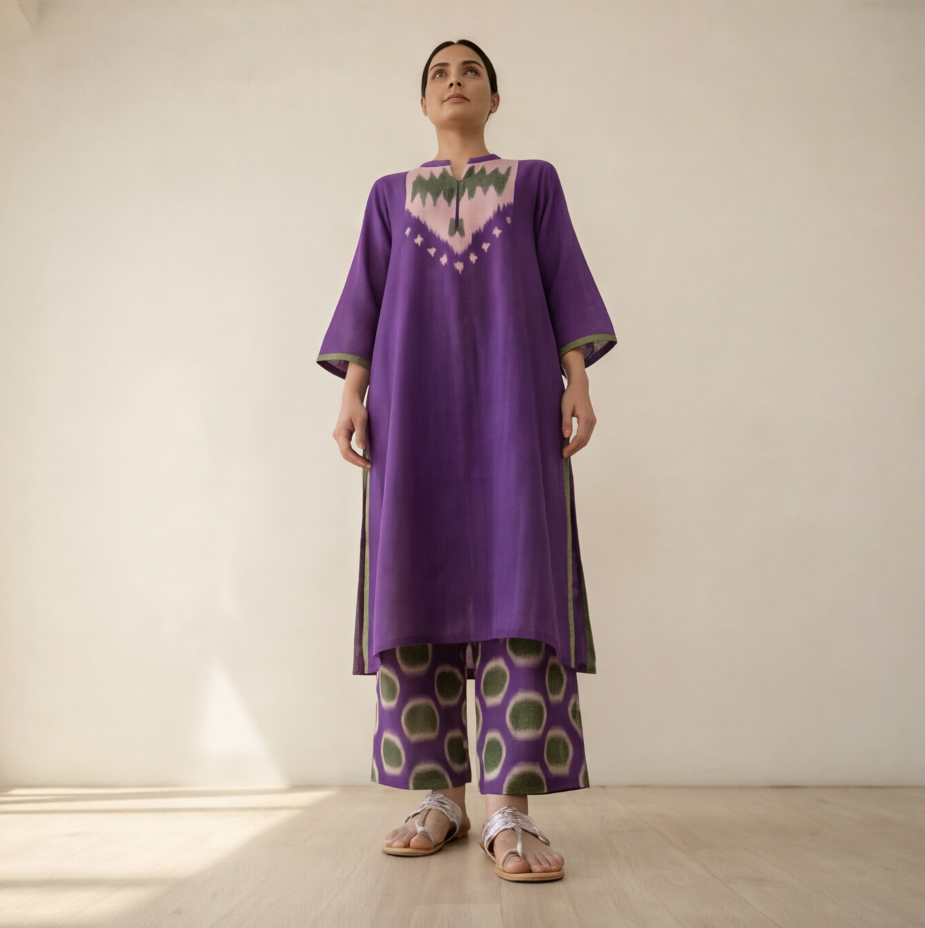 Women's Premium Purple Cotton Printed Kurta Set