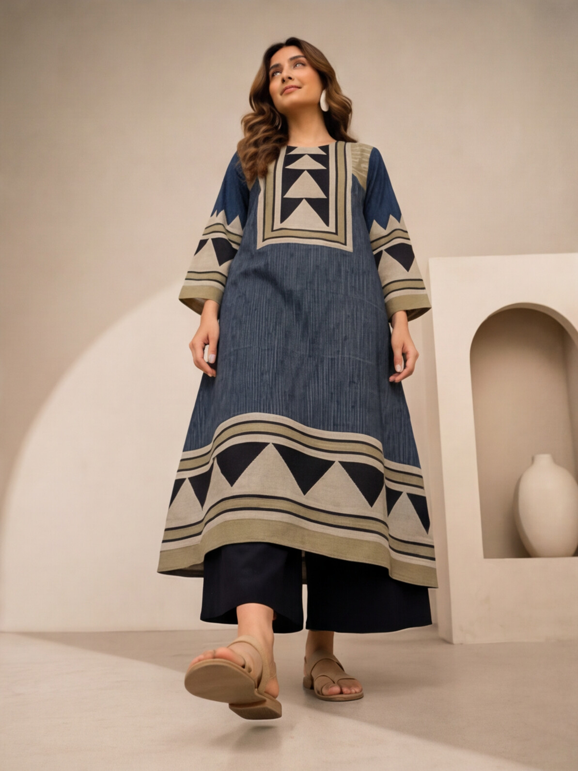 Geometric Printed A-Line Kurta