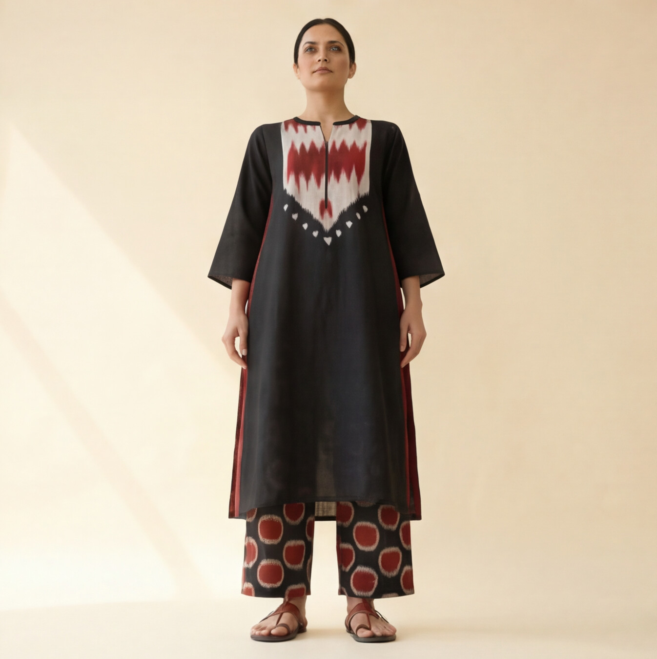 Women's Premium Black Cotton Printed Kurta Set