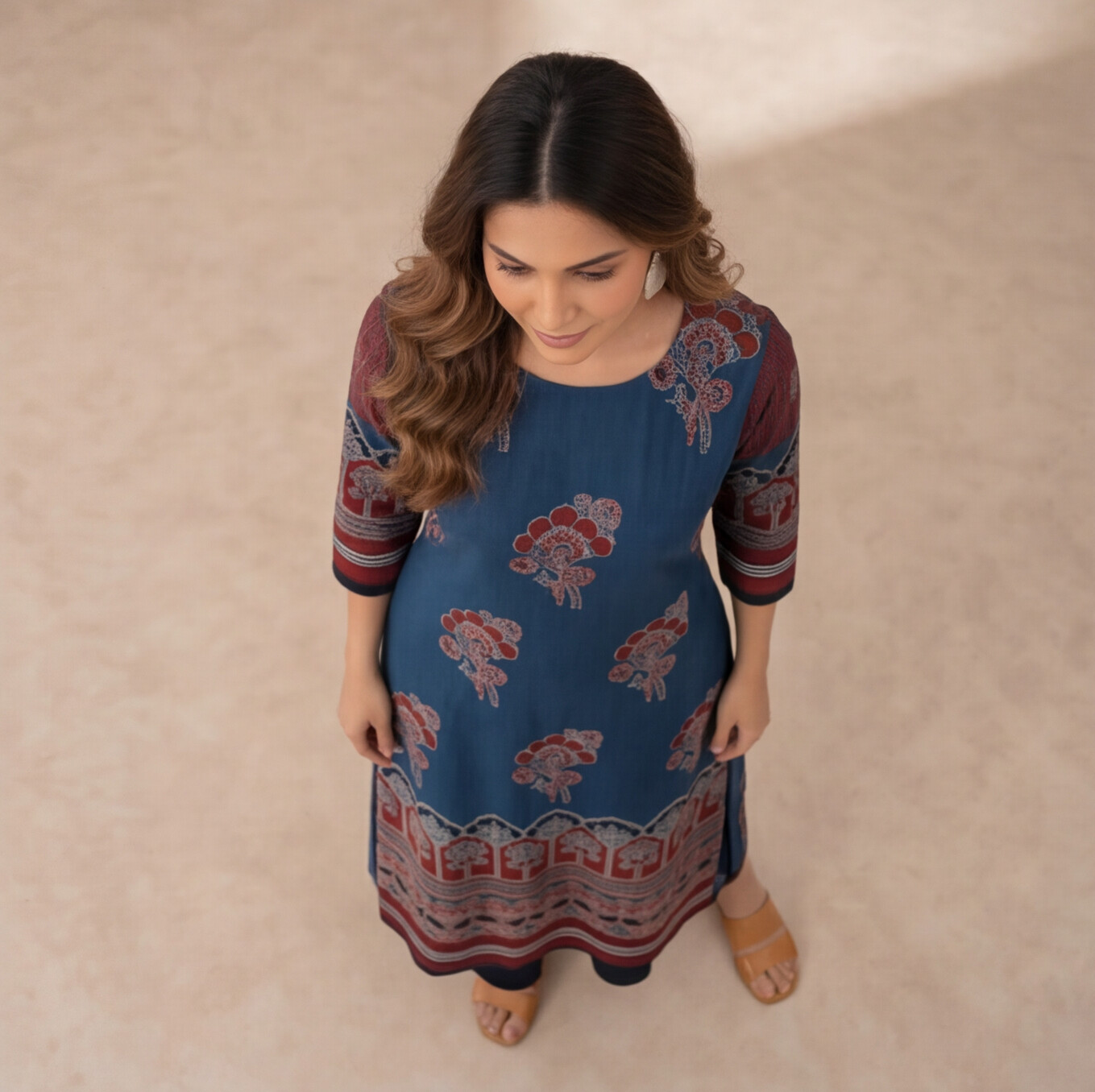 Azure Bloom Printed A-Line Kurta Set
