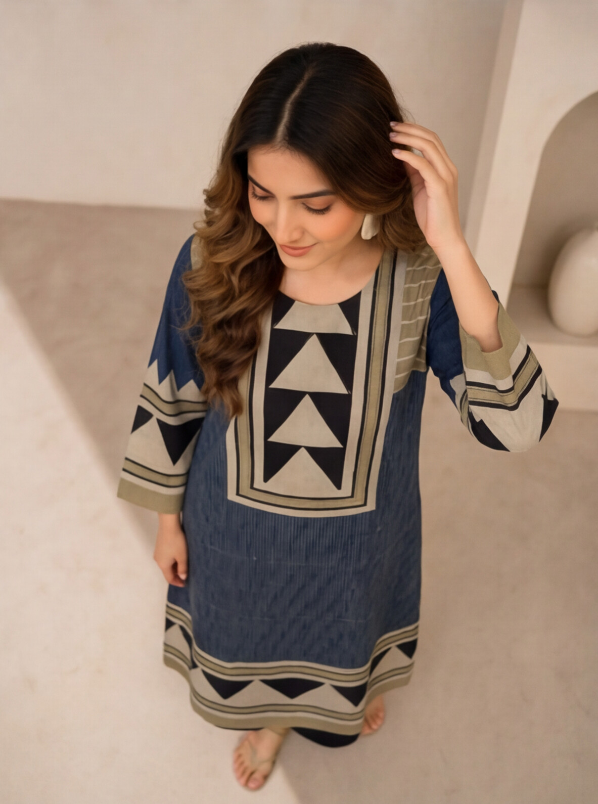 Geometric Printed A-Line Kurta