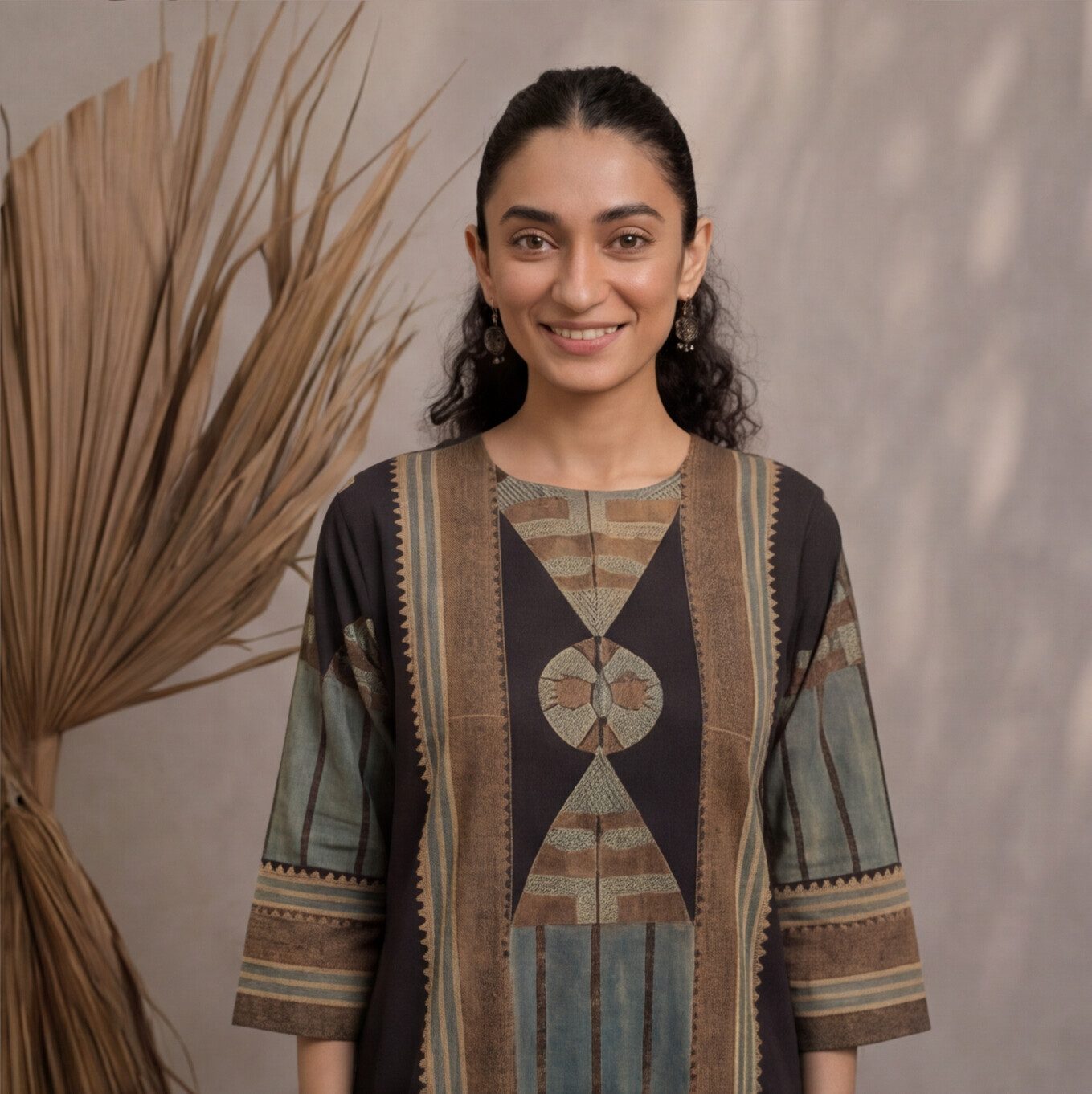 Women's Black Printed Cotton Kurta