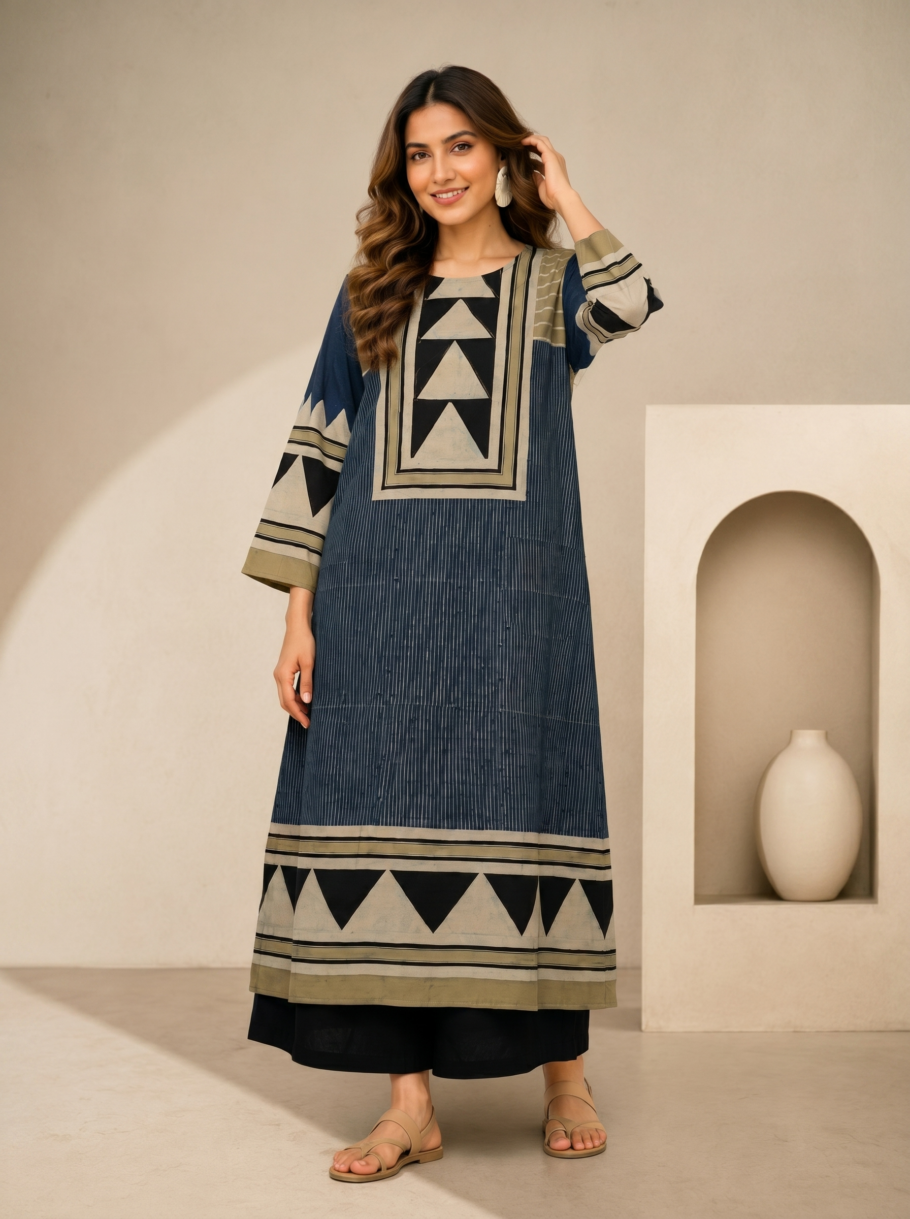 Geometric Printed A-Line Kurta