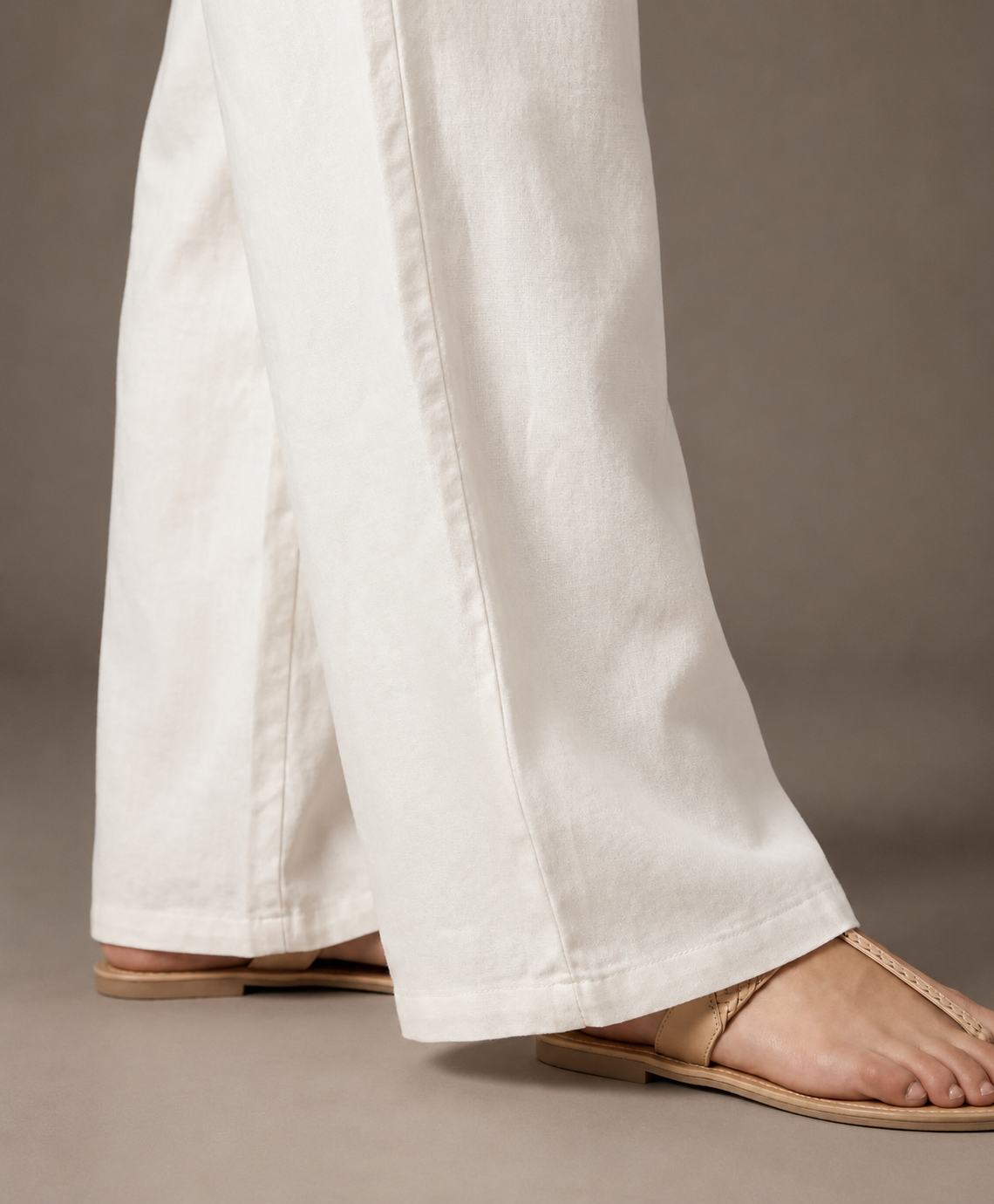 Women's Solid White Wide-Leg Pants