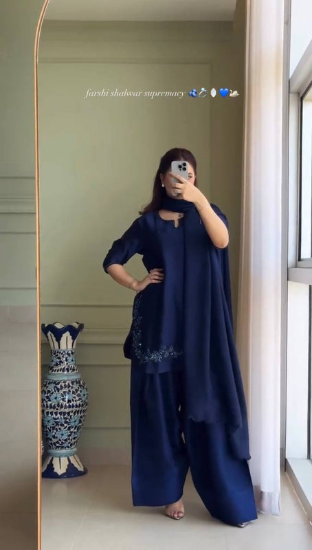 Navy Blue Farshi Shalwar Suit