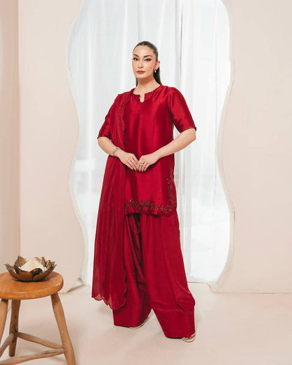 Crimson Red Farshi Shalwar Suit