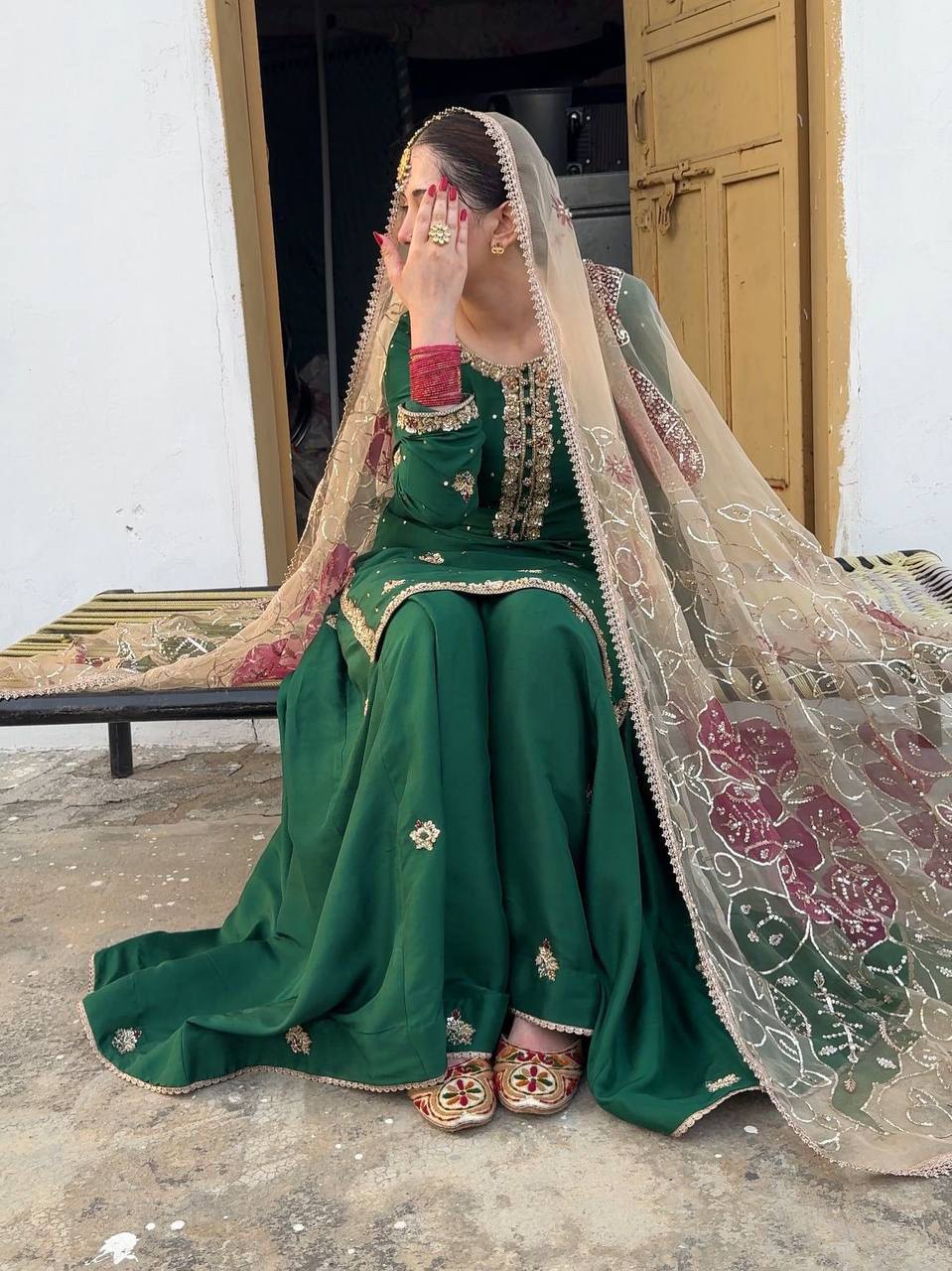 DESIGNER WEAR EXCLUSIVE SUIT IN EMBROIDERED WORKED TOP AND PLAZZO  WITH DUPATTA PAIR