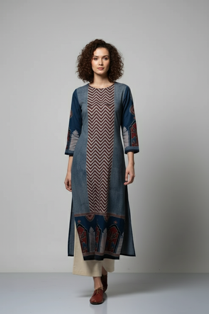 elegance with this beautifully designed straight kurta