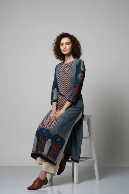elegance with this beautifully designed straight kurta
