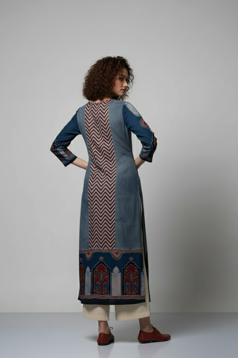 elegance with this beautifully designed straight kurta