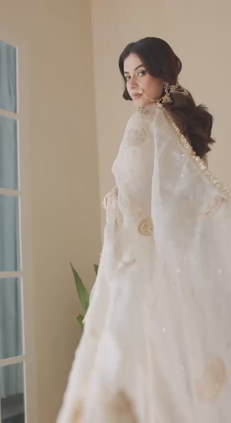 Ivory Grace Embroidered Anarkali Set